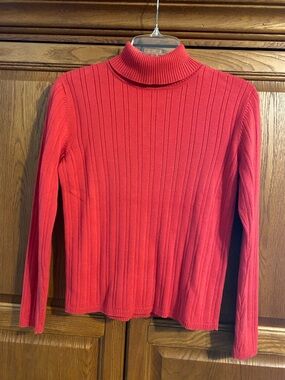 Talbots Coral Ribbed Turtleneck Sweater